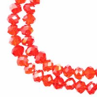 78, 4x6mm Faceted Transparent Red AB Crystal Lane Donut Rondelle Beads