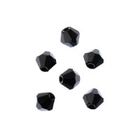 64, 6mm Faceted Opaque Black Crystal Lane Bicone Beads