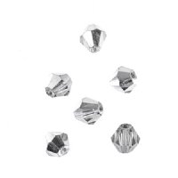64, 6mm Faceted Transparent Half Silver Iris AB Crystal Lane Bicone Beads