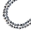 64, 6mm Faceted Transparent Half Silver Iris AB Crystal Lane Bicone Beads