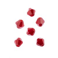 64, 6mm Faceted Opaque Red Crystal Lane Bicone Beads