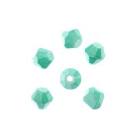 64, 6mm Faceted Opaque Turquoise Green Crystal Lane Bicone Beads