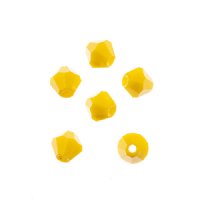 64, 6mm Faceted Opaque Yellow Crystal Lane Bicone Beads