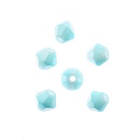 64, 6mm Faceted Opaque Light Blue Crystal Lane Bicone Beads