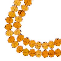 58, 6x8mm Faceted Transparent Amber Crystal Lane Donut Rondelle Beads