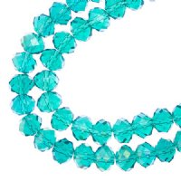 58, 6x8mm Faceted Transparent Teal Green AB Lane Donut Rondelle Beads