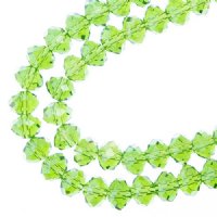 58, 6x8mm Faceted Transparent Green AB Lane Donut Rondelle Beads