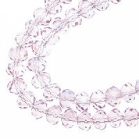 58, 6x8mm Faceted Transparent Pink AB Crystal Lane Donut Rondelle Beads