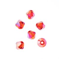 44, 8mm Faceted Transparent Red AB Crystal Lane Bicone Beads