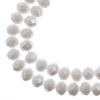 46, 8x10mm Faceted Opaque White AB Crystal Lane Donut Rondelle Beads