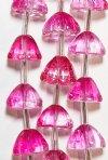 7 Inch Strand Crystal Lane 10mm Transparent Crystal and Fuchsia Cupped Flower Beads