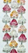 7 Inch Strand Crystal Lane 8x6mm Crystal AB, Orange, and Raspberry Flower Beads