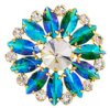 1, 45mm Green AB and Gold Round Sew On Motif