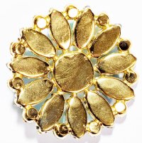 1, 45mm Yellow AB and Gold Round Sew On Motif