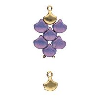 Set of 2, 7.9x10.4mm Cymbal Karavos 24kt Gold Ginko Ends (Loop at Point End)