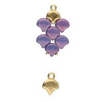 Set of 2, 7.9x10.4mm Cymbal Kastro 24k Gold Ginko Ends (Point Down)