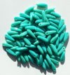 100 3x11mm Opaque Turquoise Glass Dagger Beads