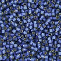 DB-0693 5.2 Grams of 11/0 Semi Matte Silver Lined Medium Blue Delica Beads