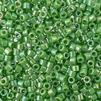 DB-0163 5.2 Grams of 11/0 Opaque Green AB Delica Beads