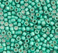 DB-1182 5.2 Grams of 11/0 Opaque Semi Matte Dyed Galvanized Dark Mint Green Delica Beads