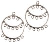 5 Pairs of 35x33mm Round Chandelier Antique Silver Earrings