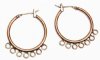 One Pair of 23mm 7 Drop Antique Copper Hoop Earrings