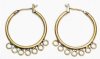 One Pair of 23mm 7 Drop Antique Brass Hoop Earrings
