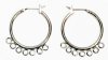 One Pair of 23mm 7 Drop Rhodium Hoop Earrings