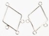 One Pair of 36mm Diamond Shaped Rhodium Earring Drops with 3 Rings