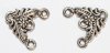 Set of 2, 15x14mm Antique Silver 3-to-1 Floral End Connectors