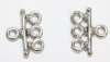 Set of 2, 15x11mm Antique Silver 3-to-1 End Connectors