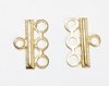 Set of 2, 14x10mm Bright Gold Plated 3-to-1 End Connectors