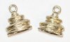 2, 17x16x8mm Bright Light Gold Wrapped Zinc Alloy End Caps with Loop