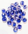 25 10mm Faceted Two Tone Light Pink and Sapphire Firepolish Beads