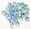 25 10mm Faceted Two Tone Light Green and Light Blue Firepolish Beads