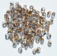 100 4mm Faceted Crystal Half Brass Firepolish Beads
