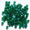 100 4mm Faceted Kelly Green AB Firepolish Beads