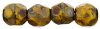 100 4mm Faceted Opaque Sunflower Yellow Picasso Firepolish Beads