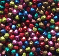 100 4mm Mixed Faceted Saturated Metallic Firepolish Beads