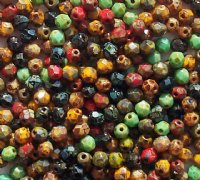100 4mm Mixed Faceted Opaque Picasso Firepolish Beads