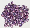 50 6mm Faceted Tri Tone Crystal, Dark Blue, and Purple AB Firepolish Beads