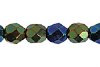 50, 6mm Metallic Green AB Faceted Firepolish Beads