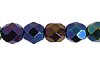 50, 6mm Metallic Navy AB Faceted Firepolish Beads