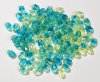 100 6x4mm Jonquil and Aqua Faceted Oval Beads
