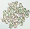 25 8mm Faceted Transparent Two Tone Light Green and Light Pink Firepolish Beads