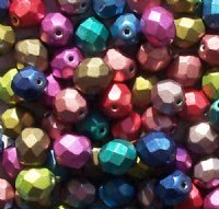 25 8mm Mixed Saturated Metallic Faceted Beads  