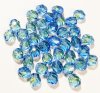 25 8mm Faceted Transparent Two Tone Light Green and Light Blue Firepolish Beads