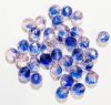 25 8mm Faceted Transparent Two Tone Light Pink and Sapphire Firepolish Beads