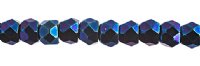 40, 6mm Jet Blue Iris Faceted Czech Glass Hill Beads