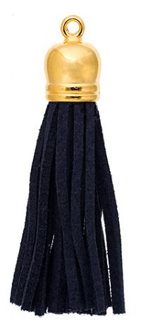 Pack of 4, 5.5cm Navy Blue and Gold Faux Suede Tassels